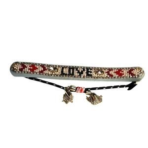 Rebecca Minkoff 'Love' Gray Seed Beads Adjustable Bracelet